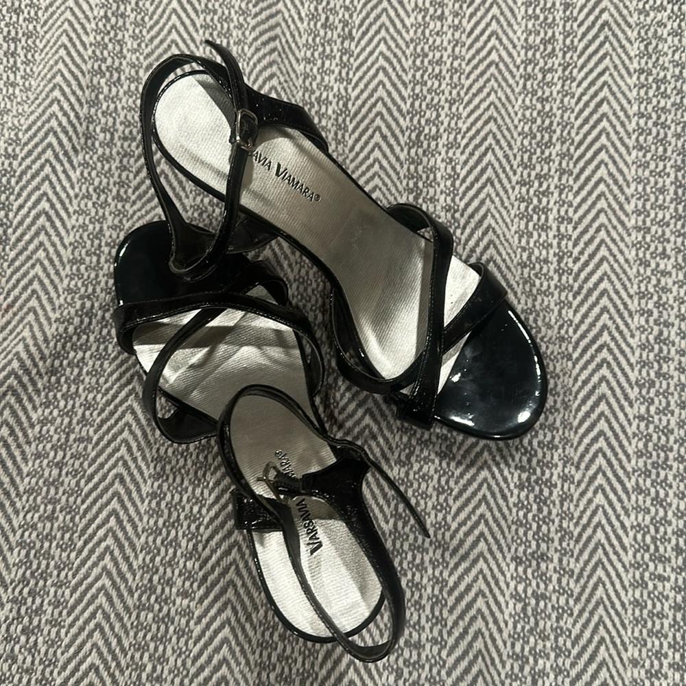 Varsavia Viamara Sexy strappy black high heels 5 inch dancer size 10 stiletto